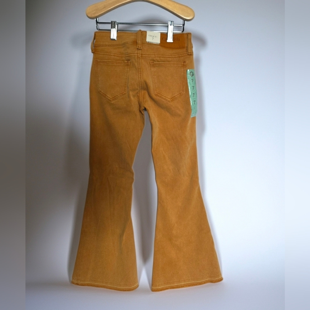 Grace in LA Girls Flare Jeans Size 10 Mustard Stretch Denim NWT - Picture 2 of 5